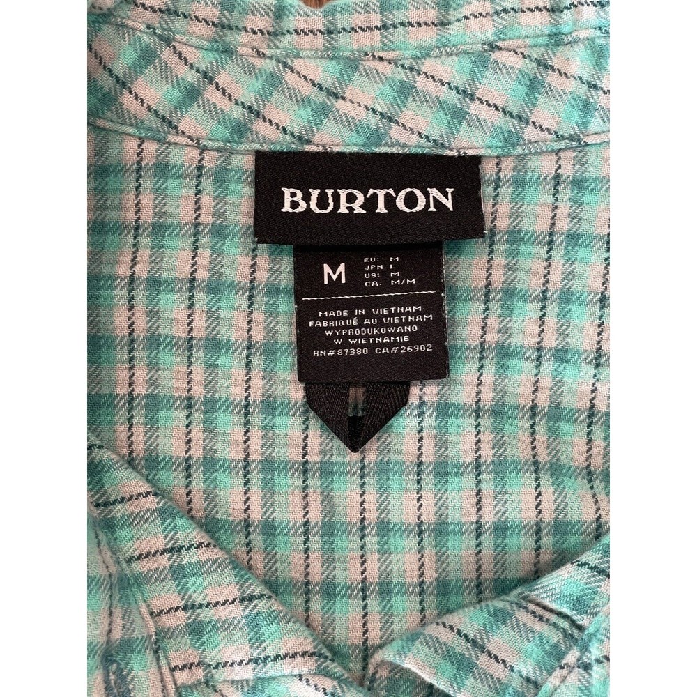 Burton Classic 100% Cotton Flannel Shirt Men’s Size Medium Plaid Teal Blue - Picture 3 of 12